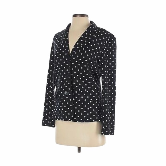 Talbots Linen Blend Polkadot Nautical Blazer Size 8 - Picture 5 of 16